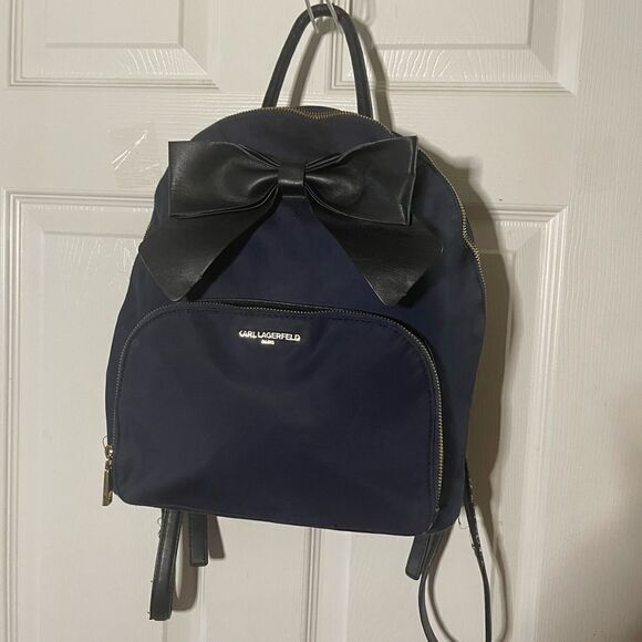Karl Lagerfeld Navy Blue Nylon Backpack black synthetic straps & Bow main image 7